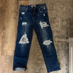 Distressed Blue Jeans